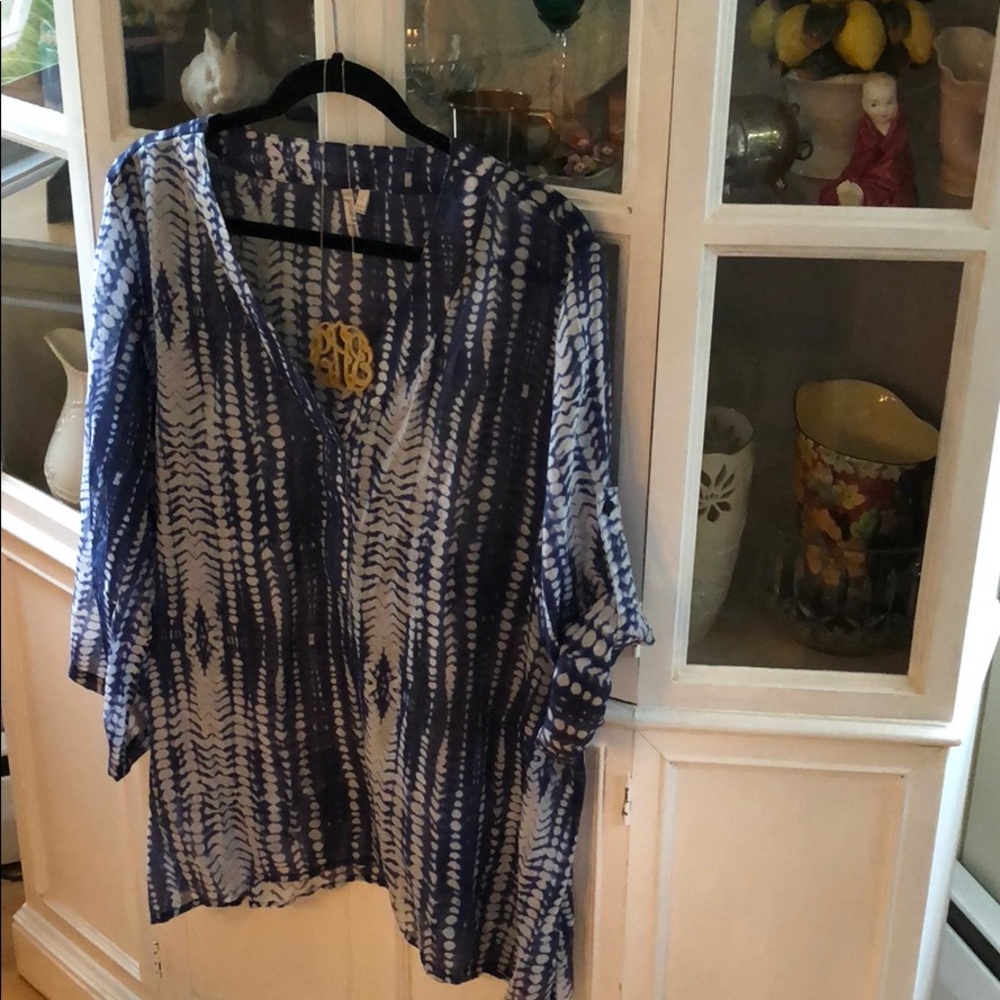 Grand and Greene Blue and White Batik Tunic